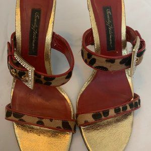 Beverly Feldman Leopard Strappy Heels